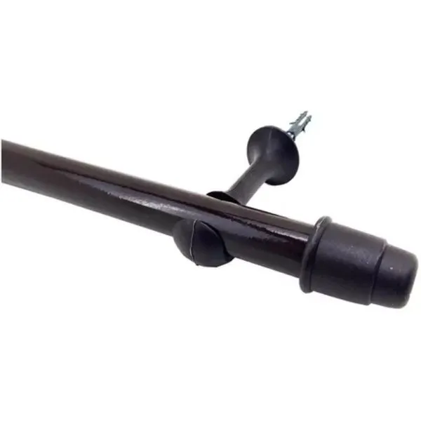 Kit Varão para Cortina Real Simples 19mm 3 Metros Imbuia 19121 47 com Ponteiras e Ganchos Couselo Kit Varão para Cortina Real Simples 19mm 3 Metros Imbuia 19121 47 Couselo