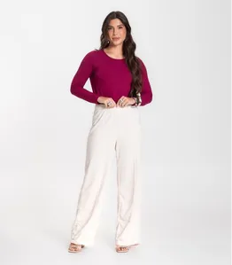 Calça Feminina Pantalona Infinita Cor Bege GG