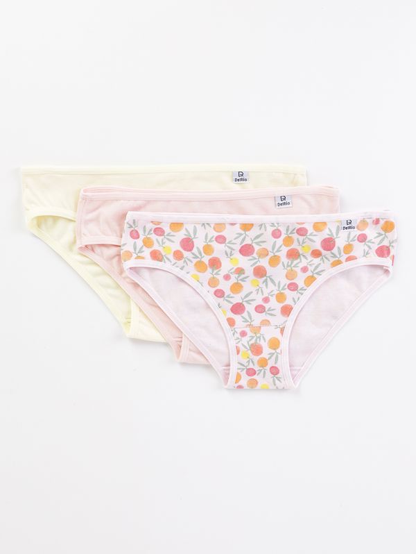 Kit com 03 Calcinhas Juvenil Para Menina - ROSA/AMARELO/SALMAO PP