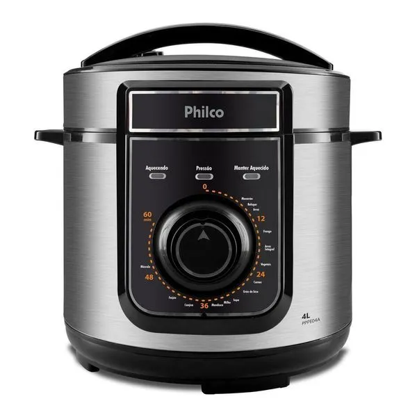 Panela de Pressão Elétrica Philco PPPE04A 4L 800W Antiaderente Preta com Timer Panela De Pressão Elétrica Philco 4L 14 Funções PPPE04A 220V