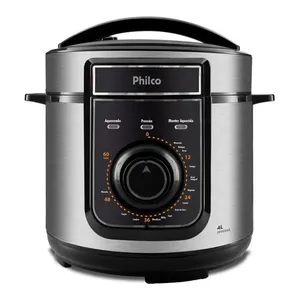 Panela de Pressão Elétrica Philco PPPE04A 4L 800W Antiaderente Preta com Timer Panela De Pressão Elétrica Philco 4L 14 Funções PPPE04A 220V