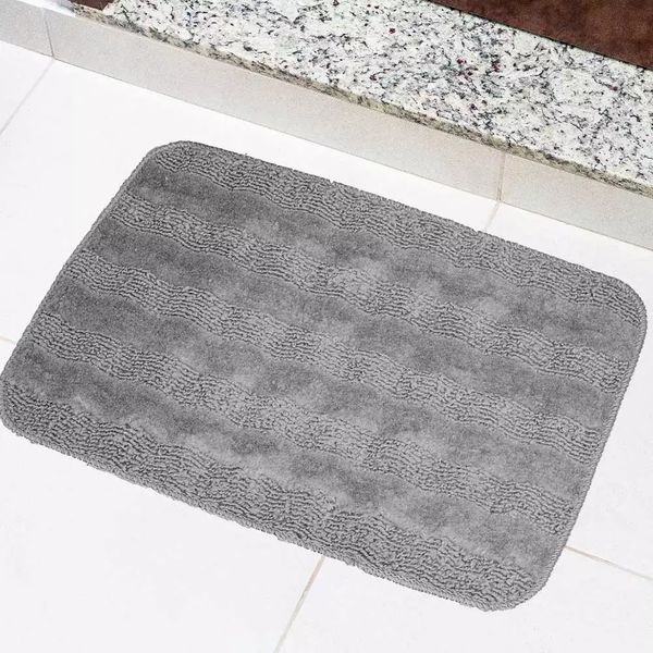 Tapete para Banheiro Tapetes Junior Esmeralda em Polipropileno 40x60cm Cinza Antiderrapante