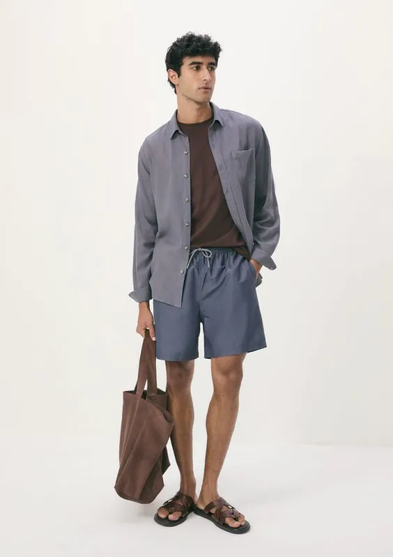 Shorts Praia Básico Masculino - Azul XG