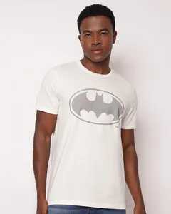 Camiseta Masculina Algodão Batman Off White P