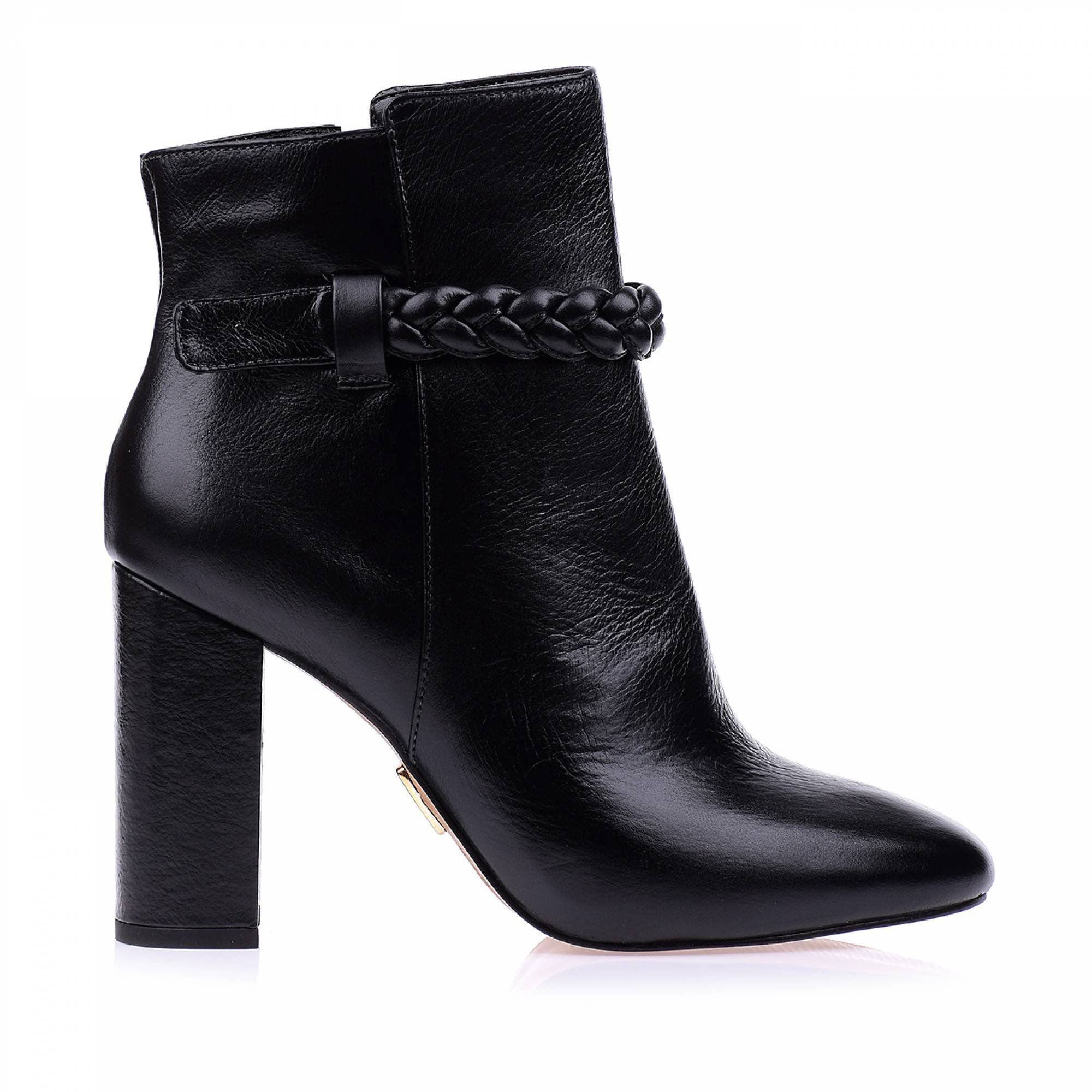 Bota Salto Alto Couro Preto