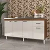 Balcão de Pia 157 cm 4 Portas 1 Gaveta sem Tampo Indekes Pop | Noce/ Off White
