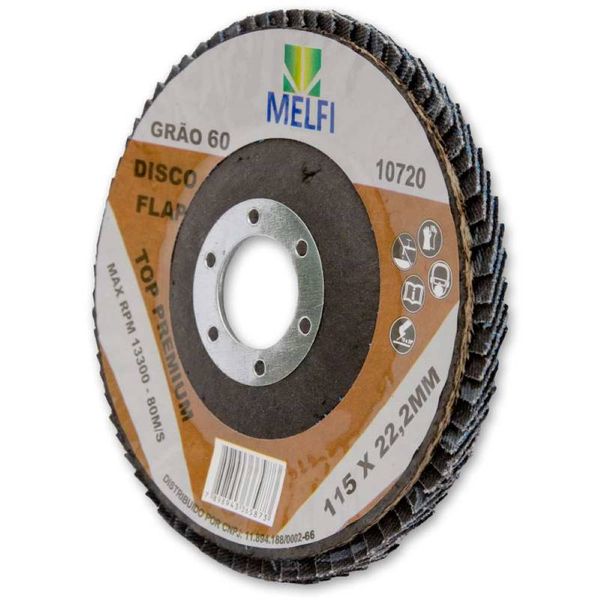 Disco Flap Grão 40 Melfi Disco Flap 4.1/2" 115x22,23mm Grão 40 Melfi