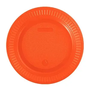 Prato Descartável Raso Laranja Neon 15cm - 10 Unidades