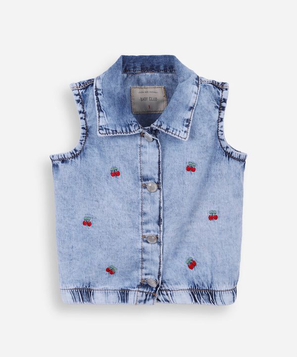 colete jeans infantil cerejinhas azul 4