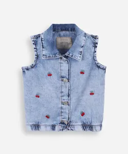 colete jeans infantil cerejinhas azul 3