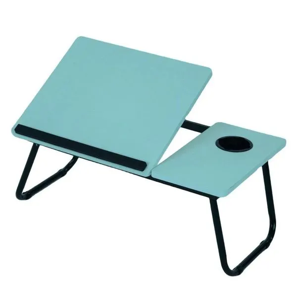Suporte De Notebook Ajustável Em Madeira Mesa Multifuncional Dobrável Para Cama E Sofá Azul