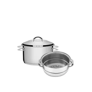 Cuscuzeira Tramontina Solar em Aço Inox Fundo Triplo com Alças 2 peças 16 cm