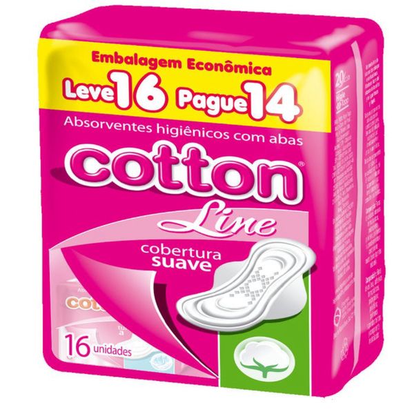 Kit c/4 Absorvente Cotton C/Abas Suave 16 unidades