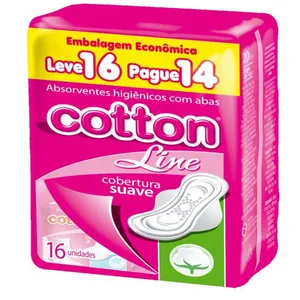 Kit c/4 Absorvente Cotton C/Abas Suave 16 unidades