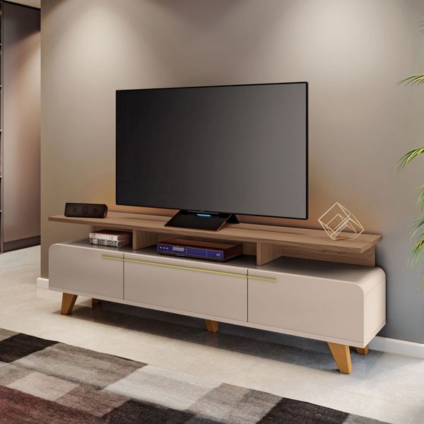 Bancada Para TV Até 70 Polegadas Essenza HB Móveis 2.0 | Off White/Castanho