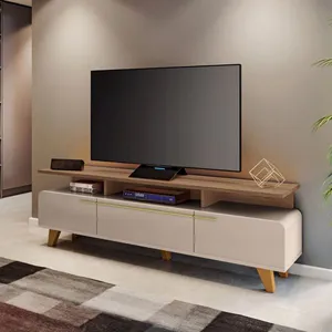 Bancada Para TV Até 70 Polegadas Essenza HB Móveis 2.0 | Off White/Castanho