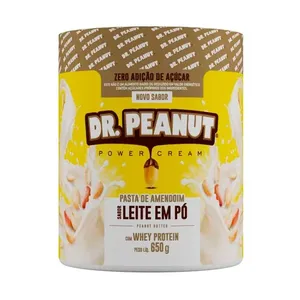 Pasta de Amendoim Dr. Peanut Power Cream Zero Açúcar Sabor Leite em Pó 600g