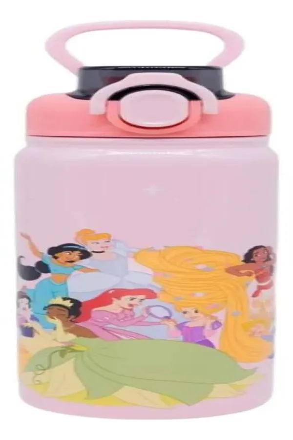 Garrafa Galaxy Princesas 650 Ml C Canudo Tampa Zonacriativa