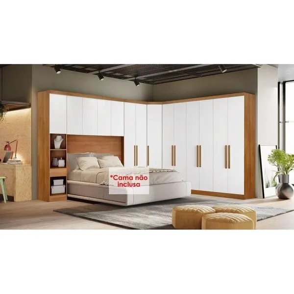 Quarto Bari Rizon 5 Peças 1 Armário Ponte 1 Closet 2 Guarda Roupas 1 Complemento Freijó-fendioff