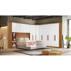 Quarto Bari Rizon 5 Peças 1 Armário Ponte 1 Closet 2 Guarda Roupas 1 Complemento Freijó-fendioff