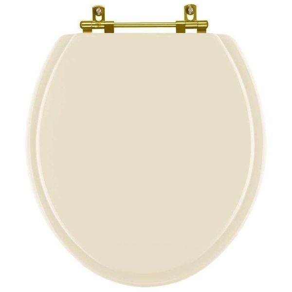 Assento Sanitario Poliéster Convencional Oval Areia Com Ferragem Dourada