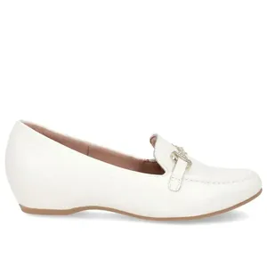 Loafer Off-White Couro Salto Embutido 36