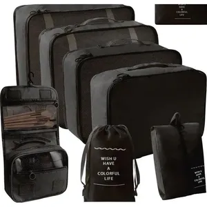Kit Organizador para Viagem com 8 Peças Jone Preto J-BI