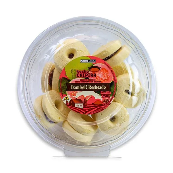 Biscoito Bambolê com Recheio de Goiabada Pote 350g 152829 - Tacho Caipira