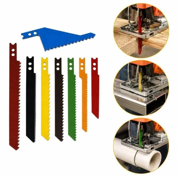 Jogo de Laminas para Serra Tico 8 Pecas Madeira Metal Pvc Coloridas Profissional Yeet Kit 8 Laminas Serra Tico Coloridas para Madeira Metal Pvc Profissional Yeet