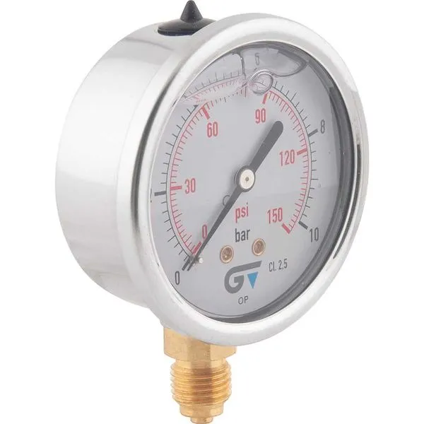 Manômetro Vertical 1/4 BSP 150PSI 63mm Aço Inox 3822 010 - Genebre
