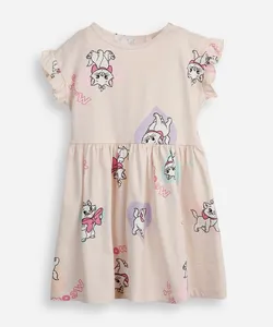 vestido infantil de algodão gatinha marie bege 3