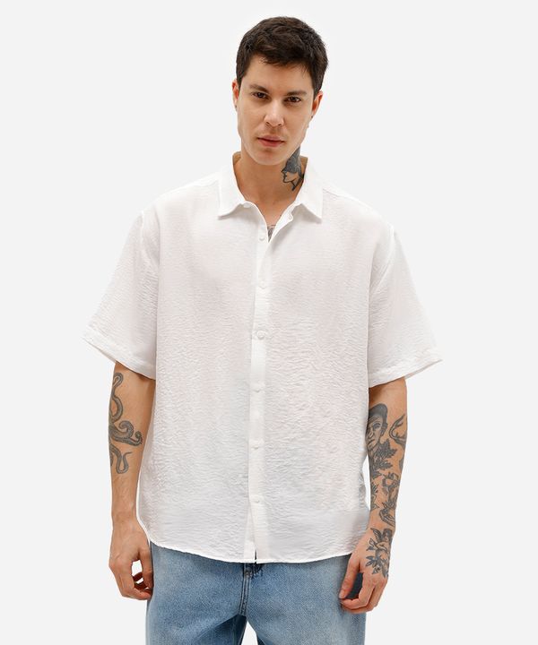 camisa manga curta texturizada branca PP