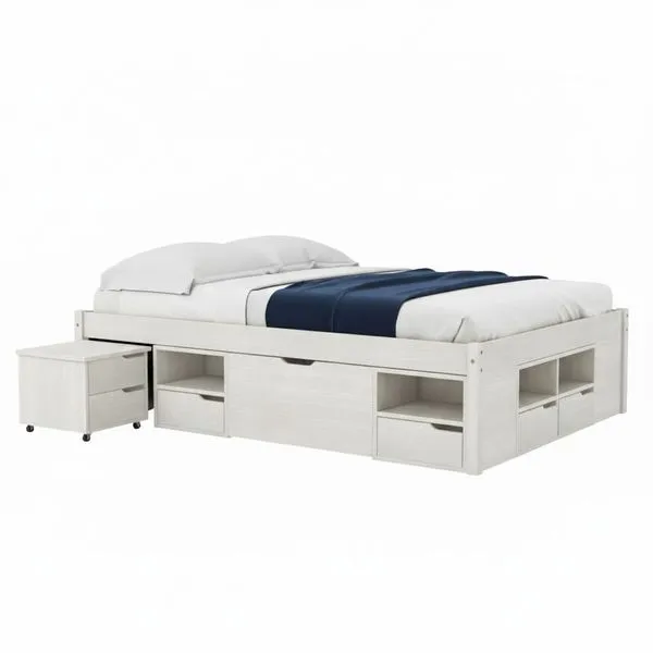 Cama Charme Queen Size Branco Lavado - Links Móveis