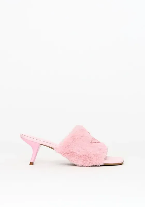 Sandália Mule Com Pelo E Metal Rosa 38
