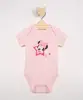 Body Infantil Minnie Manga Curta Rosa Claro 6-9