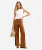 calça wide leg feminina de sarja marrom 44