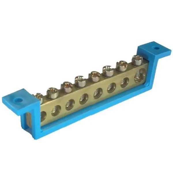 Barramento Neutro 8 Terminais Azul Fixo 89mm - Sbn8 - Steck