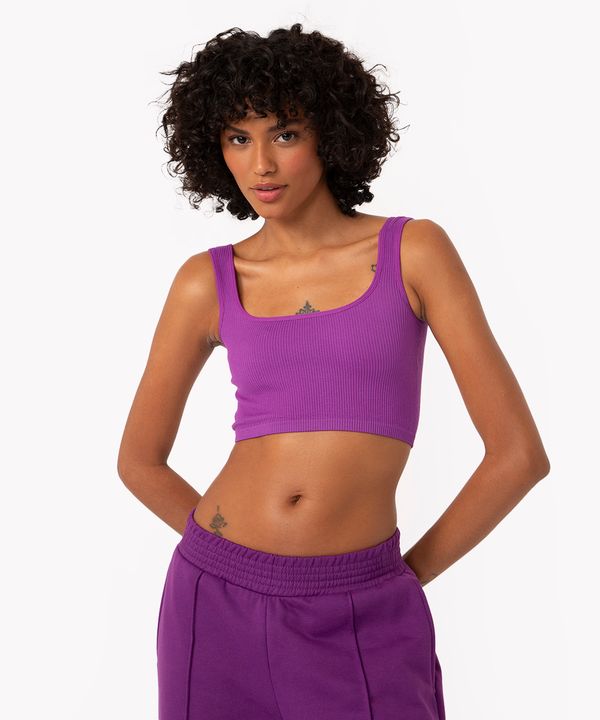 cropped básico de poliamida areia - roxo uva PP