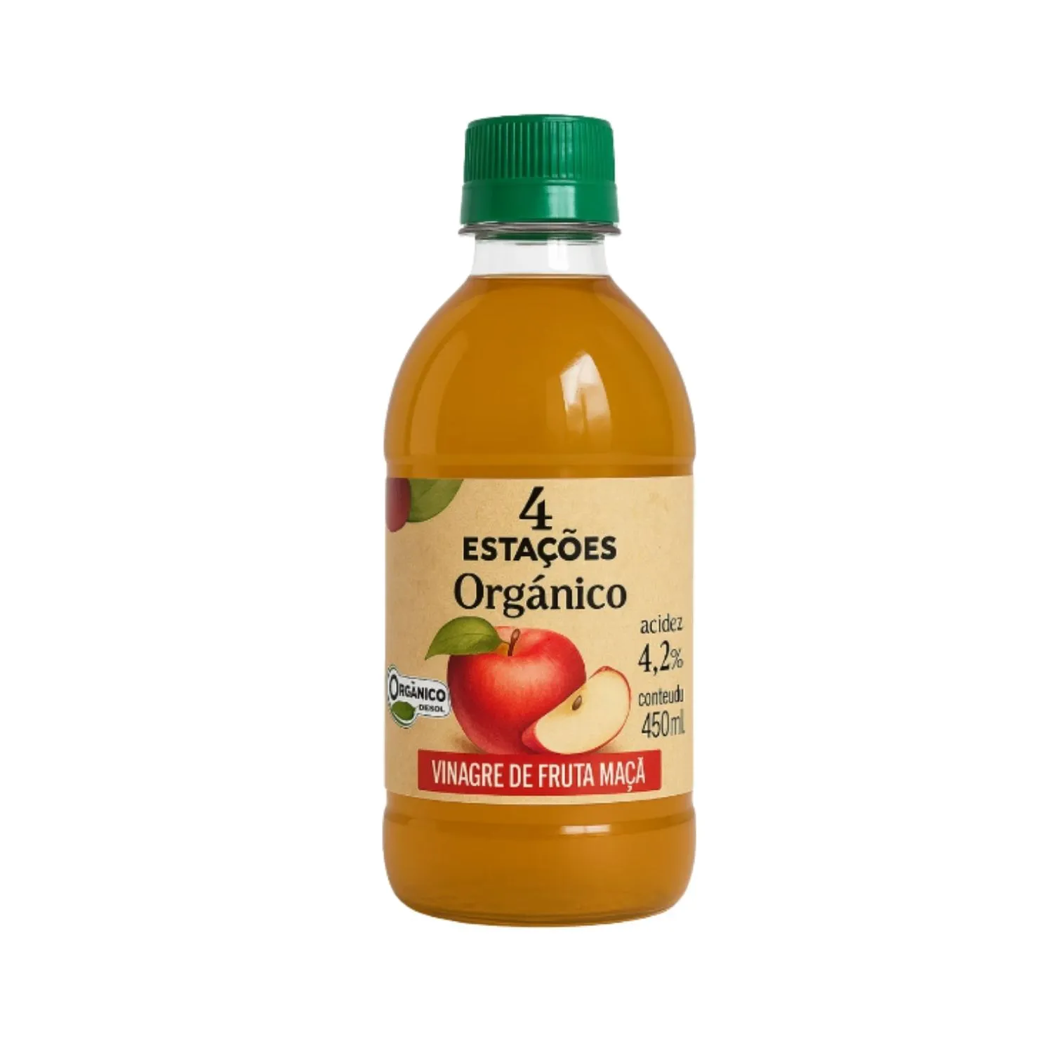 Vinagre De Maçã Orgânico 4,2% Acidez - 4 Estações 450ml
