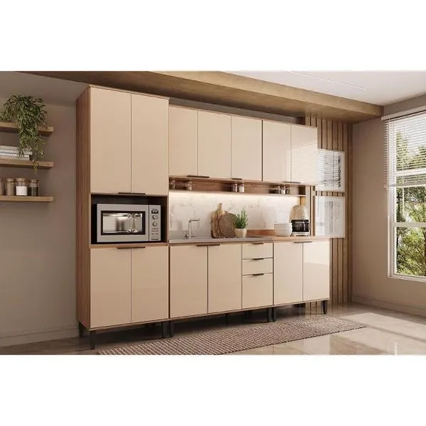 Cozinha Modulada Carraro 5 Peças Alpha C5P129 Freijo/Off White