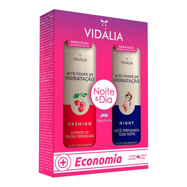 Kit Hidratante Vidalia Hidratação Fashion 200ml + Hidratante Night 200ml