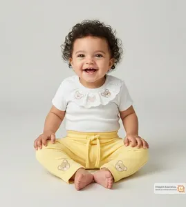 Conjunto Body Ursinhos e Renda Amarelo Amarelo - G
