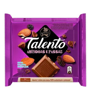 Chocolate Garoto Talento Ao Leite Com Amêndoas E Passas 85g