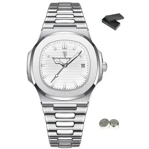 Relógio Masculino Poedagar Prata e Branco 613 J-BI