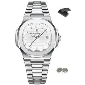 Relógio Masculino Poedagar Prata e Branco 613 J-BI