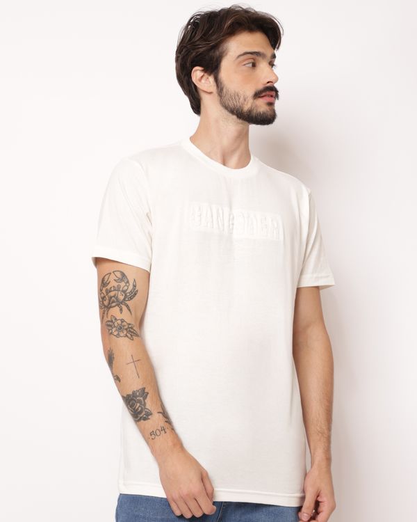 Camiseta Masculina Gangster Estampa Alto Relevo Off White M