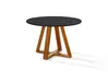 Mesa Jantar Bela Redonda 105cm Tampo Vidro/MDF Pés madeira