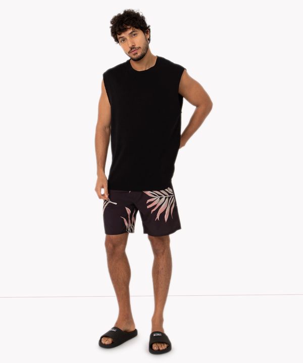 bermuda boardshort com bolso folhagem preto 40
