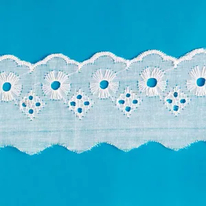 Bordado Inglês de Poliéster Nybc 5cm com 13,70m Branco