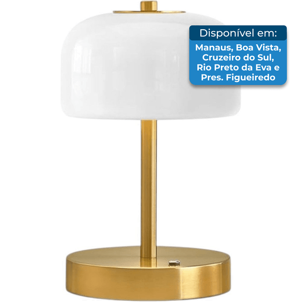 Luminária de Vidro Oneach Base Metálica Dourada A-MBI